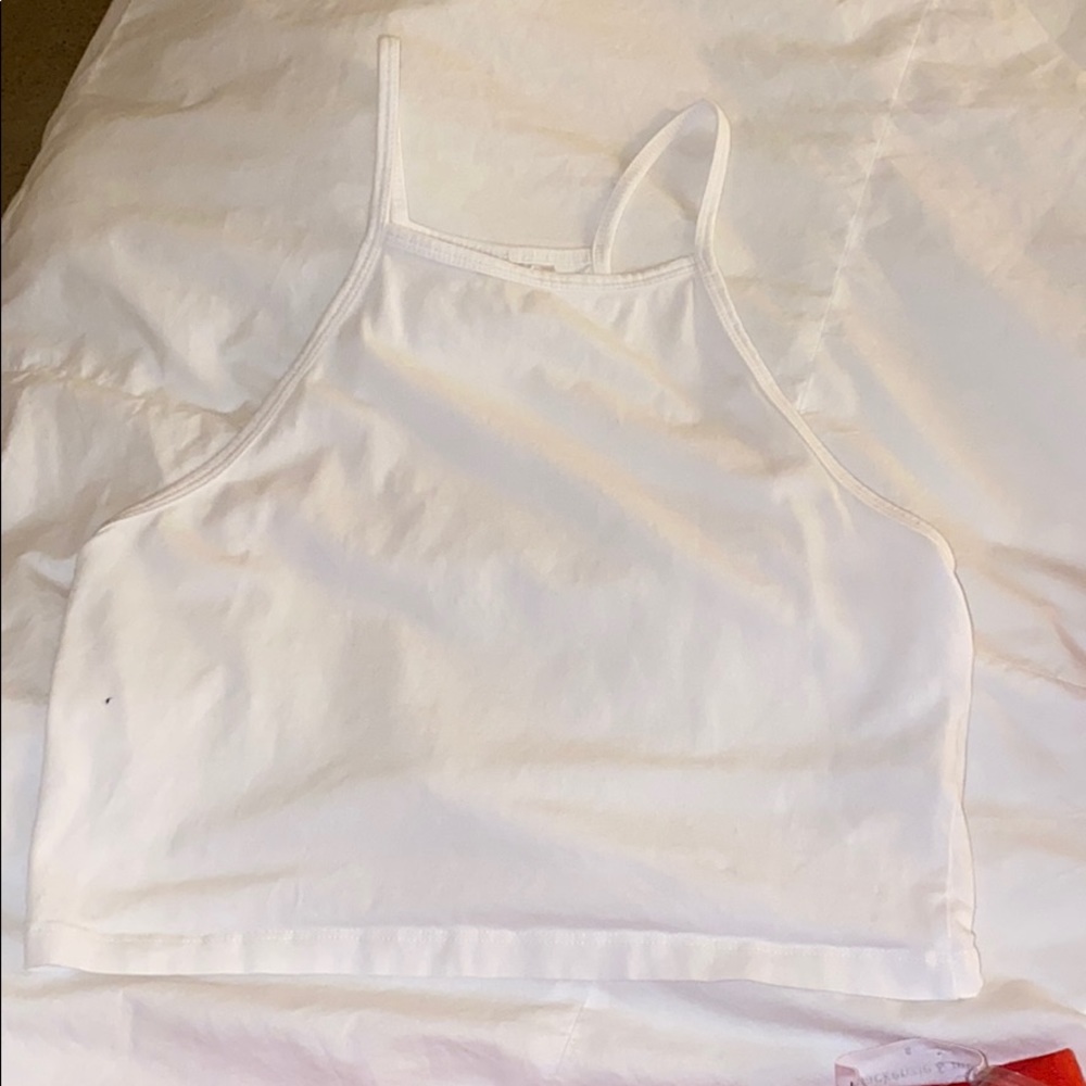 White high neck crop top